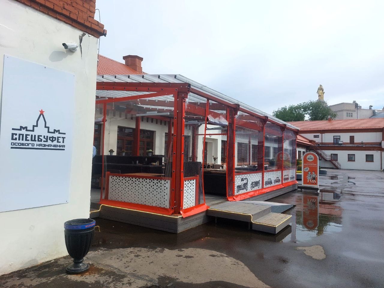 ПВХ шторы для летней террасы кафе в посёлке Мордово